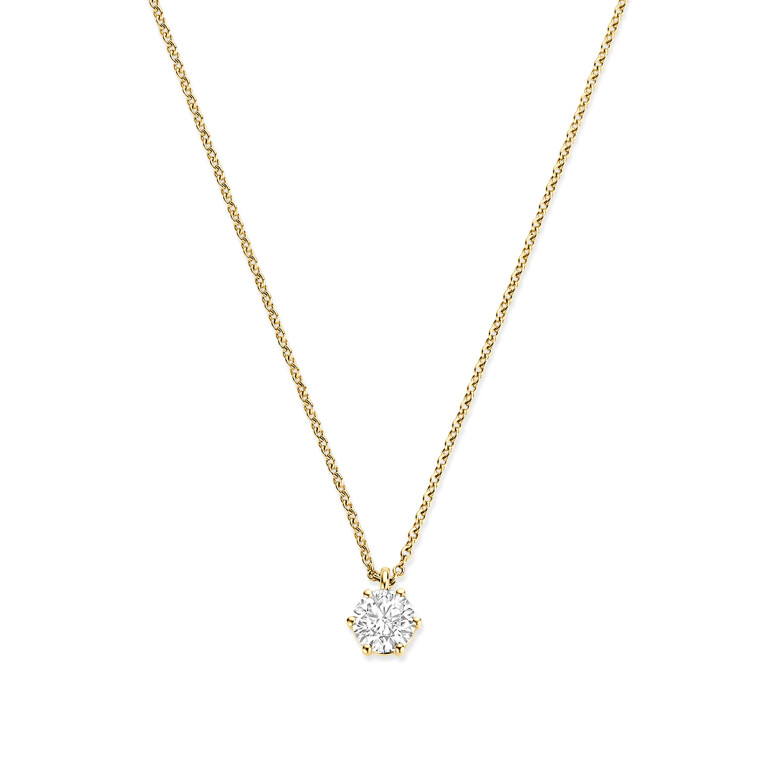 geelgoud collier met hanger solitair met diamant SC Highlights Diamonds - #2 geelgoud collier met hanger solitair met diamant SC Highlights Diamonds - #2