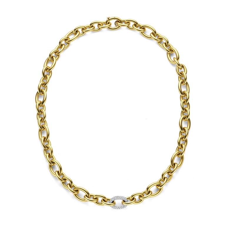 geel/wit goud schakel collier met diamant SC Highlights Diamonds - #4 geel/wit goud schakel collier met diamant SC Highlights Diamonds - #4