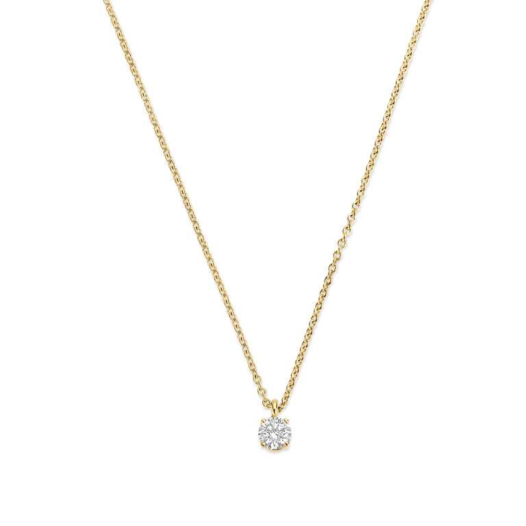 geelgoud collier met hanger solitair met diamant Schaap en Citroen Diamonds - #3 geelgoud collier met hanger solitair met diamant Schaap en Citroen Diamonds - #3