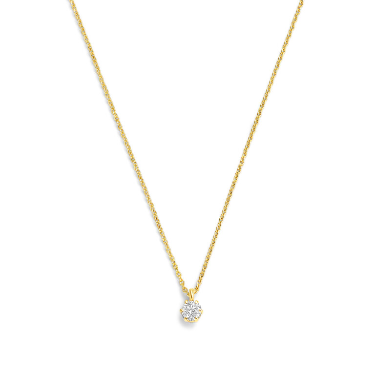 geelgoud collier met hanger solitair met diamant Schaap en Citroen Diamonds - #2 geelgoud collier met hanger solitair met diamant Schaap en Citroen Diamonds - #2