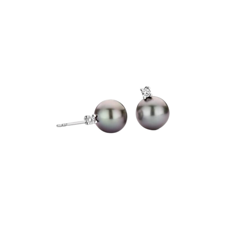 witgoud parel oorknoppen met diamant Schaap en Citroen Pearls - #3 witgoud parel oorknoppen met diamant Schaap en Citroen Pearls - #3