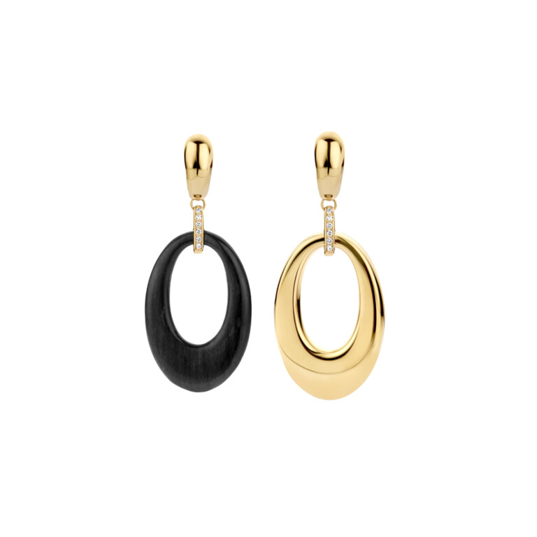 geelgoud oorhangers met diamant Schaap en Citroen Colours - #3 geelgoud oorhangers met diamant Schaap en Citroen Colours - #3