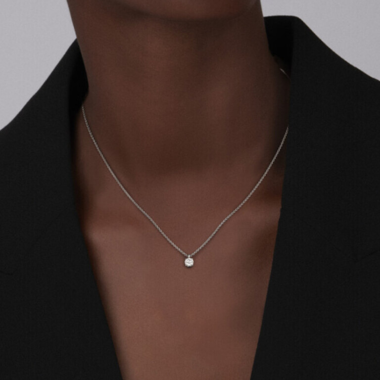 witgoud collier met hanger solitair met diamant Schaap en Citroen Diamonds - #4 witgoud collier met hanger solitair met diamant Schaap en Citroen Diamonds - #4