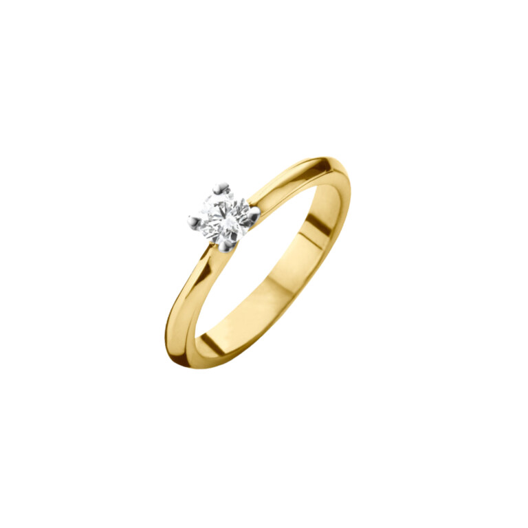 geel/wit goud solitair ring met diamant Schaap en Citroen Diamonds - #2 geel/wit goud solitair ring met diamant Schaap en Citroen Diamonds - #2