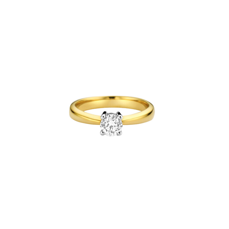 geel/wit goud solitair ring met diamant Schaap en Citroen Diamonds - #2 geel/wit goud solitair ring met diamant Schaap en Citroen Diamonds - #2