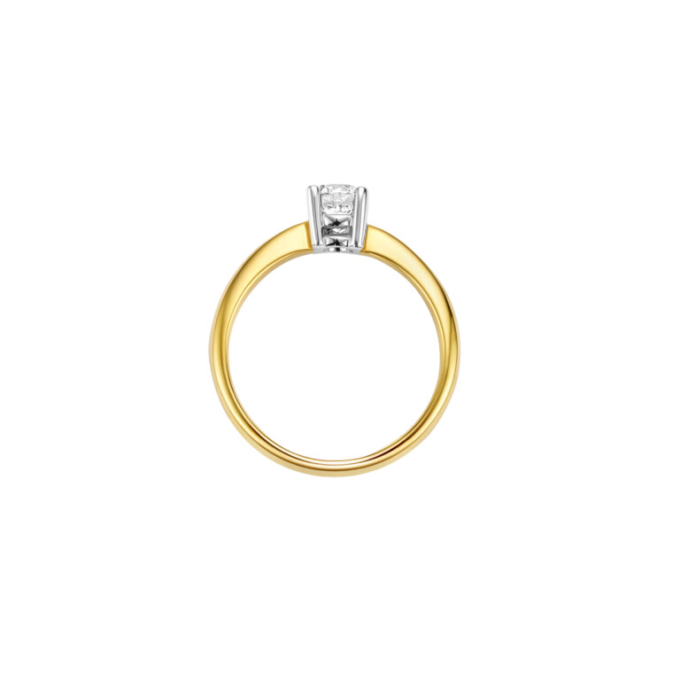 geel/wit goud solitair ring met diamant Schaap en Citroen Diamonds - #3 geel/wit goud solitair ring met diamant Schaap en Citroen Diamonds - #3