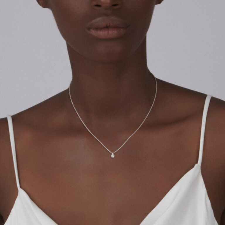 witgoud collier met hanger solitair met diamant Schaap en Citroen Diamonds - #3 witgoud collier met hanger solitair met diamant Schaap en Citroen Diamonds - #3