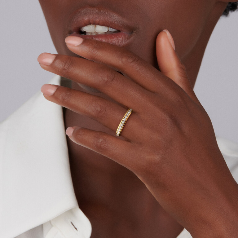 geelgoud rail ring met diamant Schaap en Citroen Diamonds - #4 geelgoud rail ring met diamant Schaap en Citroen Diamonds - #4