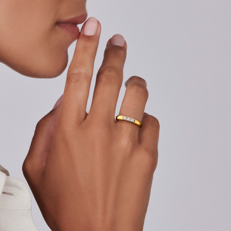 geel/wit goud alliance ring met diamant Schaap en Citroen Diamonds - #4 geel/wit goud alliance ring met diamant Schaap en Citroen Diamonds - #4