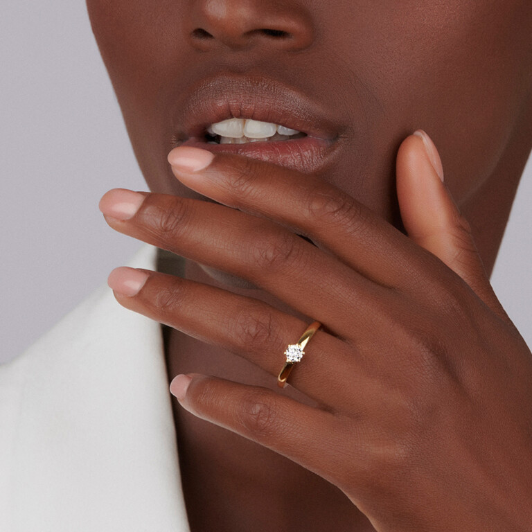 geel/wit goud solitair ring met diamant Schaap en Citroen Diamonds - #3 geel/wit goud solitair ring met diamant Schaap en Citroen Diamonds - #3