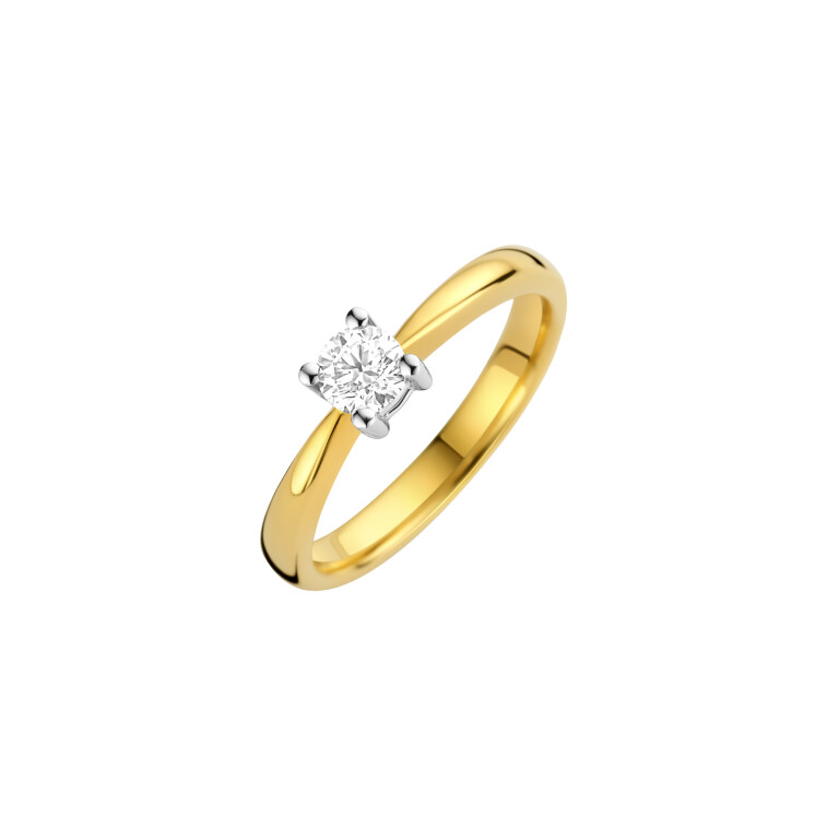 geel/wit goud solitair ring met diamant Schaap en Citroen Diamonds - #2 geel/wit goud solitair ring met diamant Schaap en Citroen Diamonds - #2