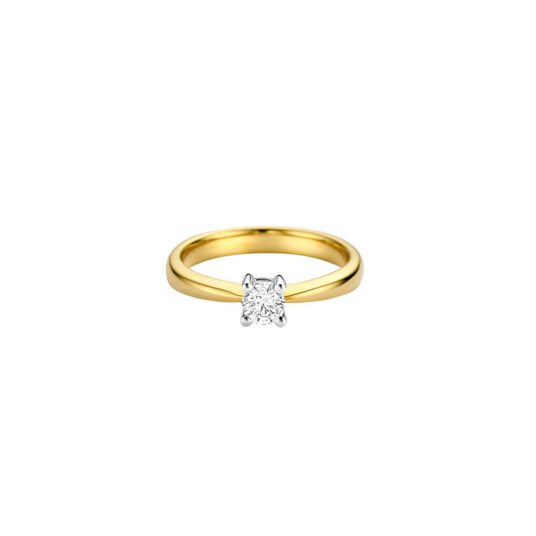 geel/wit goud solitair ring met diamant Schaap en Citroen Diamonds - #3 geel/wit goud solitair ring met diamant Schaap en Citroen Diamonds - #3