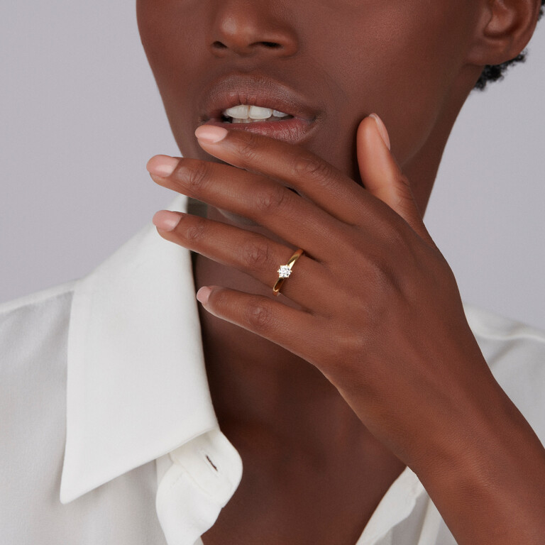 geelgoud solitair ring met diamant Schaap en Citroen Diamonds - #3 geelgoud solitair ring met diamant Schaap en Citroen Diamonds - #3