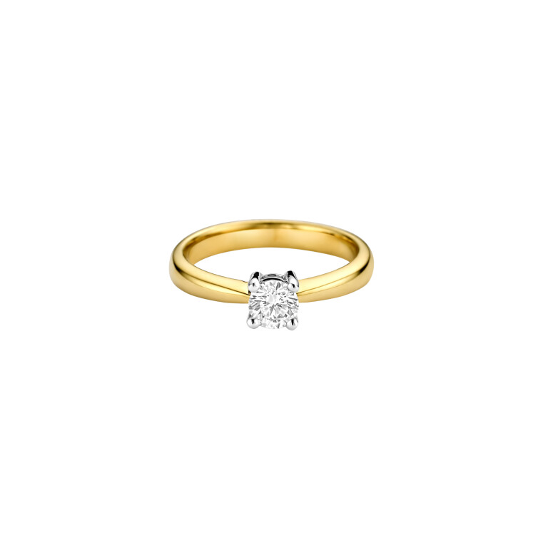 geel/wit goud solitair ring met diamant Schaap en Citroen Diamonds - #2 geel/wit goud solitair ring met diamant Schaap en Citroen Diamonds - #2