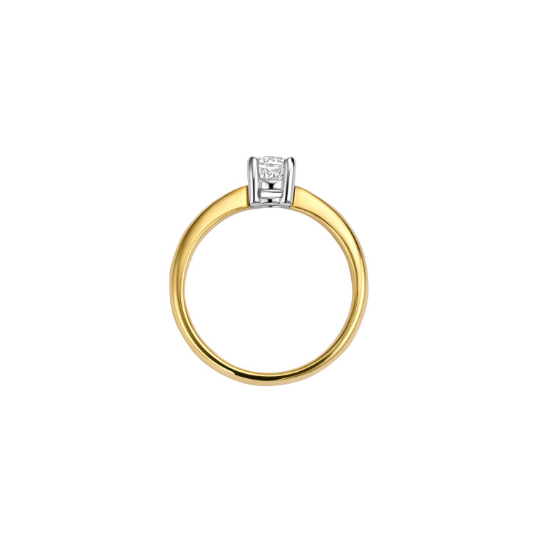 geel/wit goud solitair ring met diamant Schaap en Citroen Diamonds - #3 geel/wit goud solitair ring met diamant Schaap en Citroen Diamonds - #3