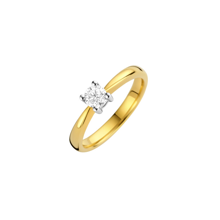 geel/wit goud solitair ring met diamant Schaap en Citroen Diamonds - #2 geel/wit goud solitair ring met diamant Schaap en Citroen Diamonds - #2
