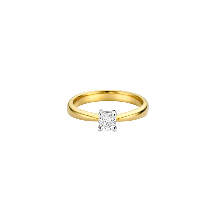 geel/wit goud solitair ring met diamant Schaap en Citroen Diamonds - #3 geel/wit goud solitair ring met diamant Schaap en Citroen Diamonds - #3