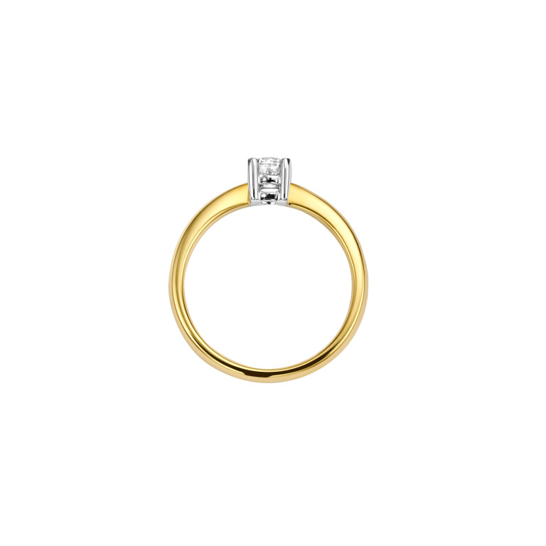 geel/wit goud solitair ring met diamant Schaap en Citroen Diamonds - #4 geel/wit goud solitair ring met diamant Schaap en Citroen Diamonds - #4
