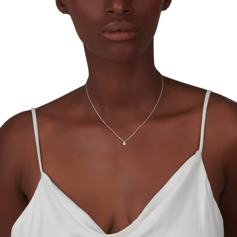 witgoud collier met hanger solitair met diamant Schaap en Citroen Diamonds - #5 witgoud collier met hanger solitair met diamant Schaap en Citroen Diamonds - #5