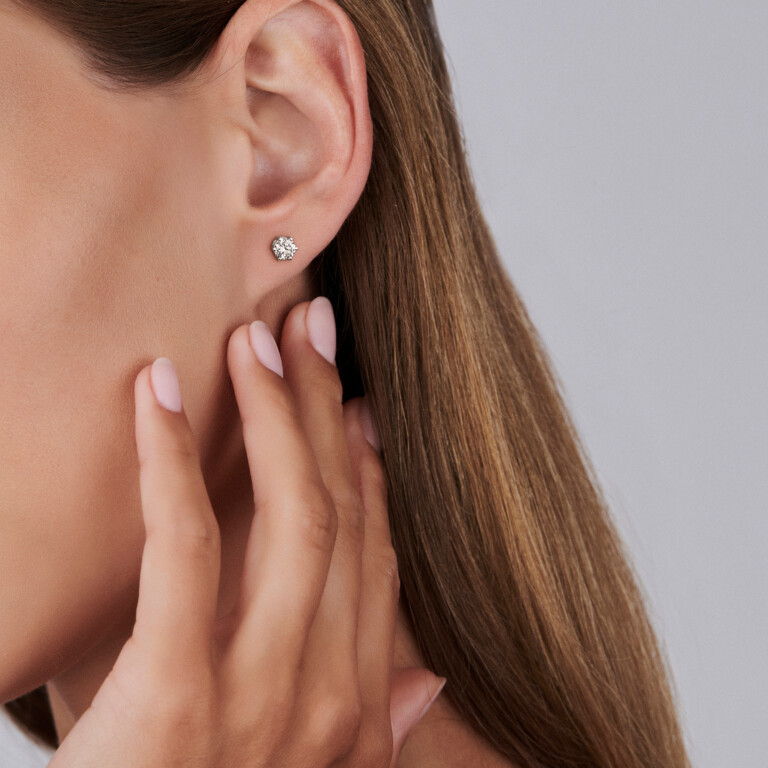 witgoud solitair oorknoppen met diamant Schaap en Citroen Diamonds - #3 witgoud solitair oorknoppen met diamant Schaap en Citroen Diamonds - #3