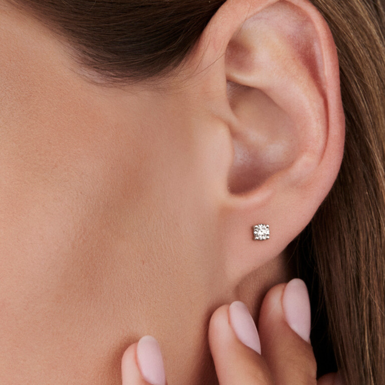 witgoud solitair oorknoppen met diamant Schaap en Citroen Diamonds - #3 witgoud solitair oorknoppen met diamant Schaap en Citroen Diamonds - #3