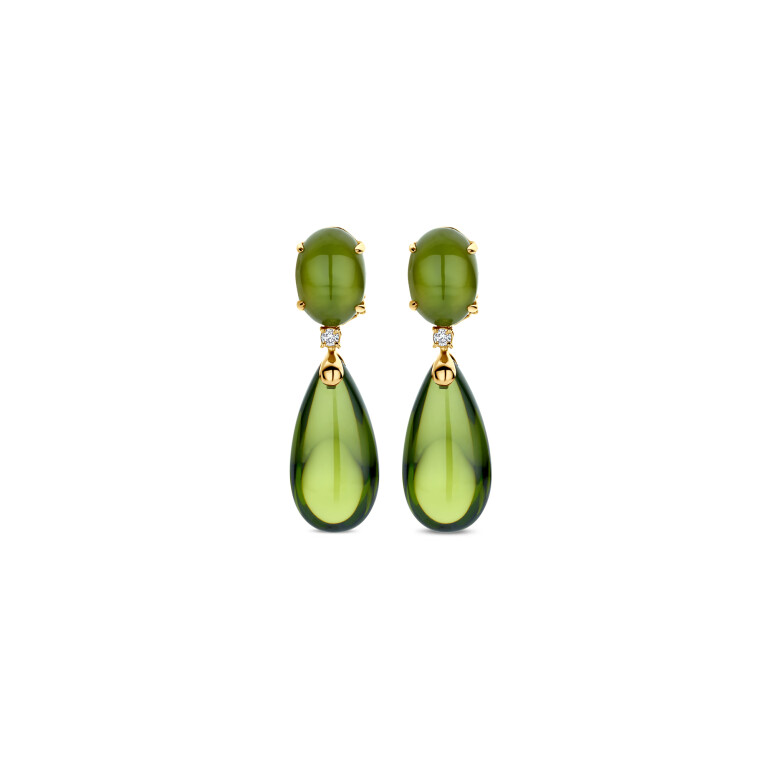 geelgoud oorhangers met diamant Schaap en Citroen Colours - #2 geelgoud oorhangers met diamant Schaap en Citroen Colours - #2