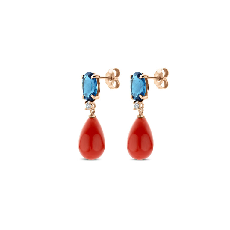 roodgoud oorhangers met diamant Schaap en Citroen Colours - #4 roodgoud oorhangers met diamant Schaap en Citroen Colours - #4