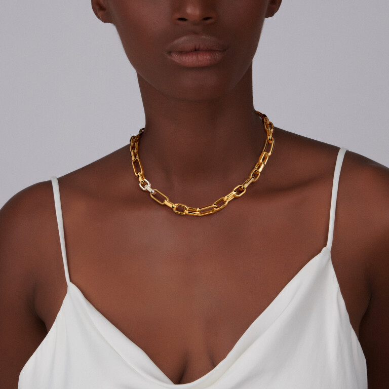 geel/wit goud schakel collier met diamant SC Highlights Diamonds - #4 geel/wit goud schakel collier met diamant SC Highlights Diamonds - #4