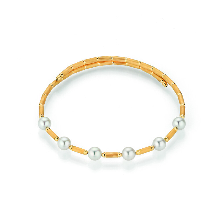 Yana Nesper Silk magnet parel armband geelgoud met Parel - SM17 - #5 Yana Nesper Silk magnet parel armband geelgoud met Parel - SM17 - #5