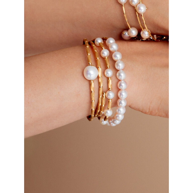 Yana Nesper Silk magnet parel armband geelgoud met Parel - SM17 - #2 Yana Nesper Silk magnet parel armband geelgoud met Parel - SM17 - #2