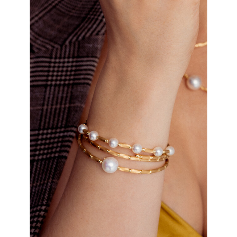 Yana Nesper Silk magnet parel armband geelgoud met Parel - SM17 - #4 Yana Nesper Silk magnet parel armband geelgoud met Parel - SM17 - #4