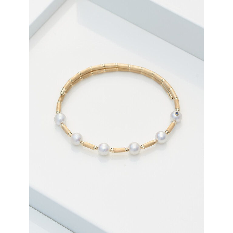 Yana Nesper Silk magnet parel armband geelgoud met Parel - SM17 - #3 Yana Nesper Silk magnet parel armband geelgoud met Parel - SM17 - #3