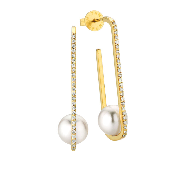 Yana Nesper Appassionata parel oorhangers geelgoud met diamant - AT15 - #5 Yana Nesper Appassionata parel oorhangers geelgoud met diamant - AT15 - #5