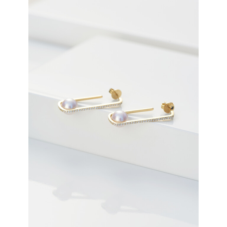 Yana Nesper Appassionata parel oorhangers geelgoud met diamant - AT15 - #4 Yana Nesper Appassionata parel oorhangers geelgoud met diamant - AT15 - #4