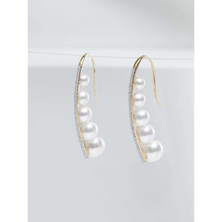 Yana Nesper Appassionata parel oorhangers geelgoud met diamant - AT1 - #4 Yana Nesper Appassionata parel oorhangers geelgoud met diamant - AT1 - #4