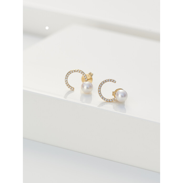 Yana Nesper Appassionata oorknoppen geelgoud met diamant - AT23 - #3 Yana Nesper Appassionata oorknoppen geelgoud met diamant - AT23 - #3