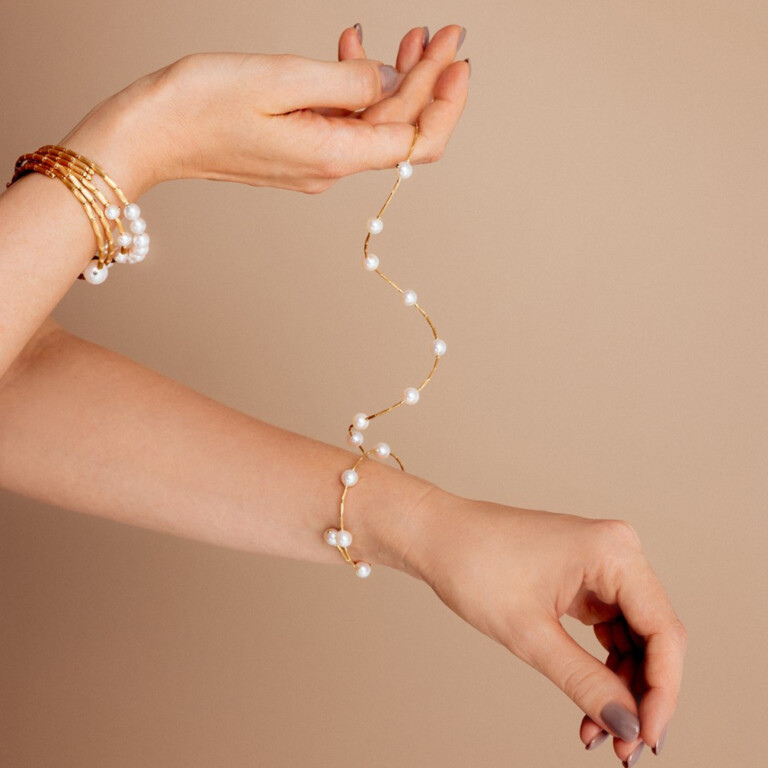 Yana Nesper WRAP me parel armband geelgoud met Parel - WR3 - #5 Yana Nesper WRAP me parel armband geelgoud met Parel - WR3 - #5