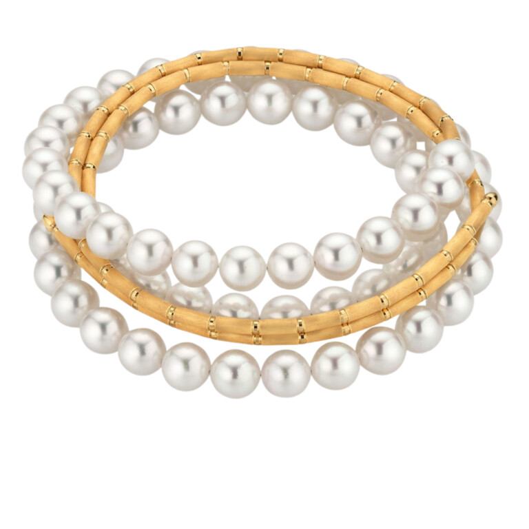 Yana Nesper Silk magnet collier geelgoud met Parel - SM18 - #2 Yana Nesper Silk magnet collier geelgoud met Parel - SM18 - #2