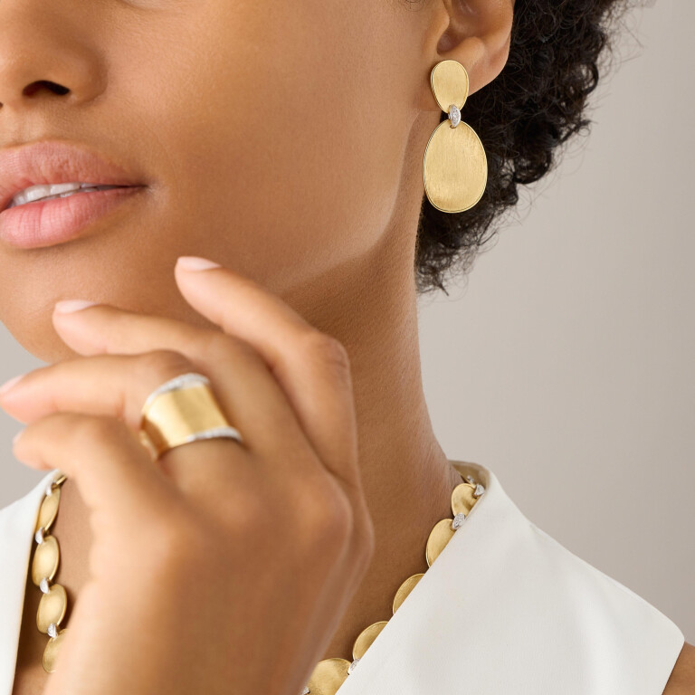 Marco Bicego Lunaria Diamonds oorhangers geel/wit goud met diamant - OB1460-B - #3 Marco Bicego Lunaria Diamonds oorhangers geel/wit goud met diamant - OB1460-B - #3