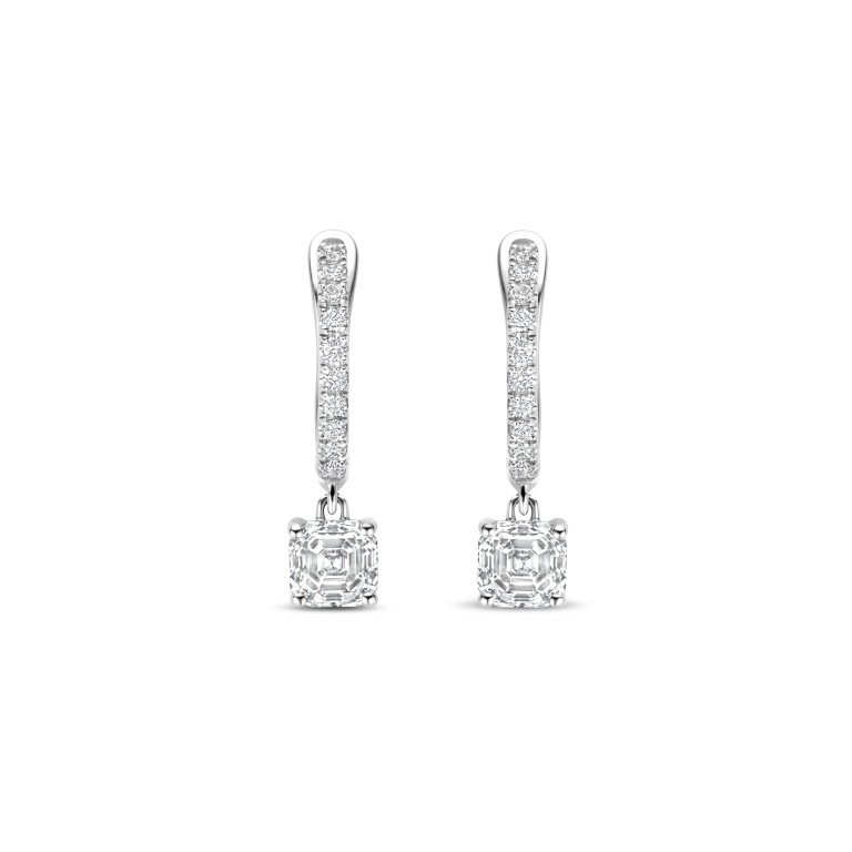 Royal Asscher Rose oorhangers witgoud met diamant - E.222.RAC.WG.13 GIA - #3 Royal Asscher Rose oorhangers witgoud met diamant - E.222.RAC.WG.13 GIA - #3