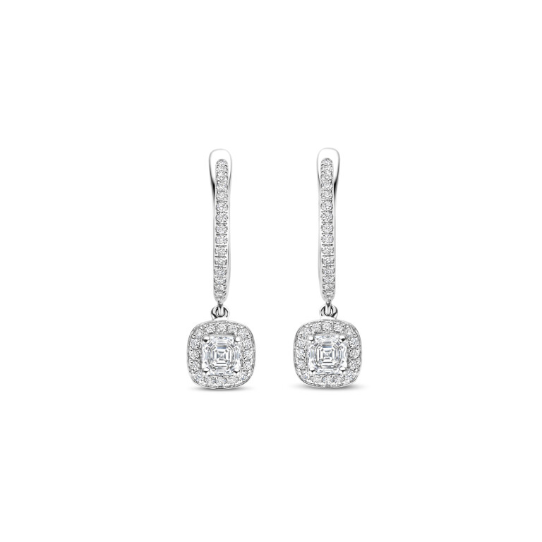 Royal Asscher 74 Collection Entourage pavé oorhangers witgoud met diamant - E.74.1289.RAC.WG.11 HRD - #3 Royal Asscher 74 Collection Entourage pavé oorhangers witgoud met diamant - E.74.1289.RAC.WG.11 HRD - #3