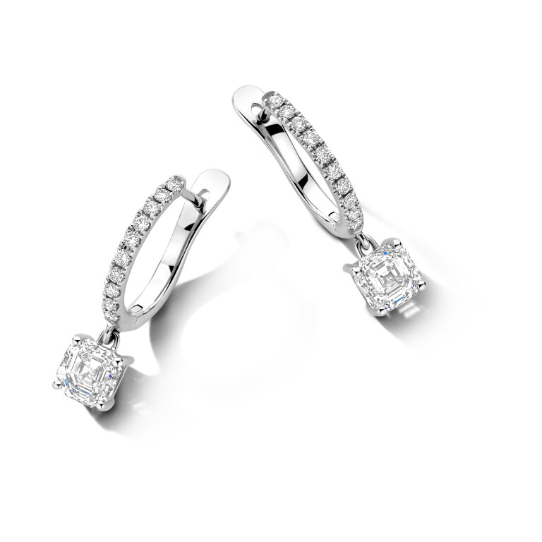 Royal Asscher Rose oorhangers witgoud met diamant - E.222.RAC.WG.13 GIA - #4 Royal Asscher Rose oorhangers witgoud met diamant - E.222.RAC.WG.13 GIA - #4