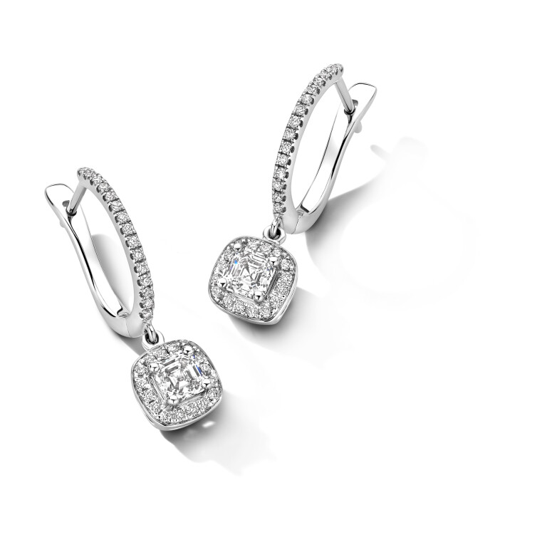 Royal Asscher 74 Collection Entourage pavé oorhangers witgoud met diamant - E.74.1289.RAC.WG.11 HRD - #4 Royal Asscher 74 Collection Entourage pavé oorhangers witgoud met diamant - E.74.1289.RAC.WG.11 HRD - #4