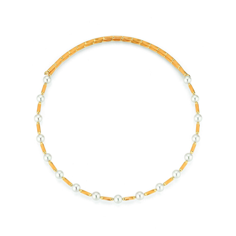 Yana Nesper Silk magnet collier geelgoud met Parel - SM16 - #1 Yana Nesper Silk magnet collier geelgoud met Parel - SM16 - #1