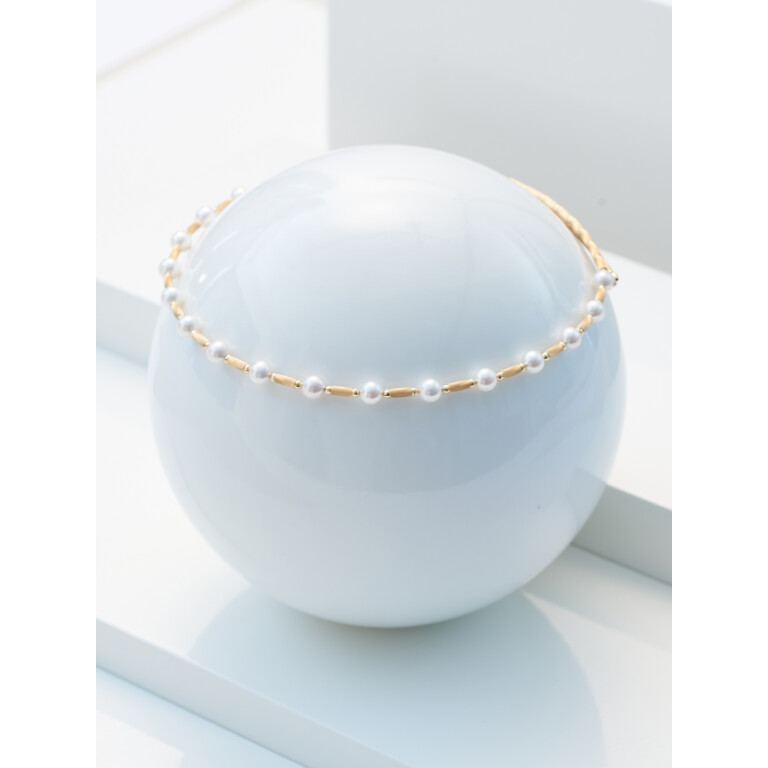 Yana Nesper Silk magnet collier geelgoud met Parel - SM16 - #2 Yana Nesper Silk magnet collier geelgoud met Parel - SM16 - #2