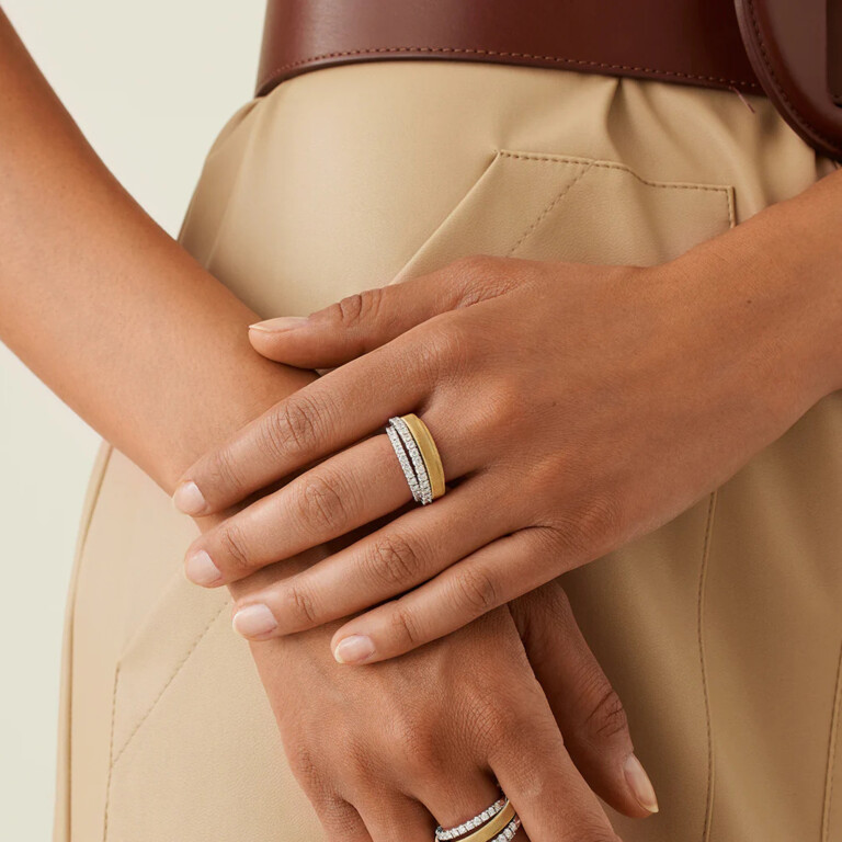 Marco Bicego Masai ring geel/wit goud met diamant - AG363-B - #8 Marco Bicego Masai ring geel/wit goud met diamant - AG363-B - #8