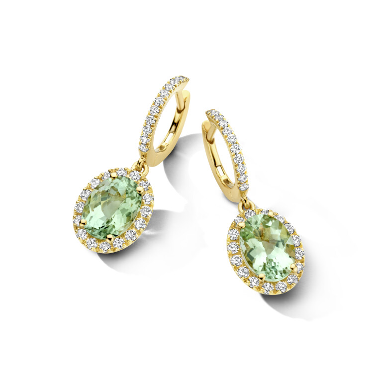 geelgoud oorhangers met diamant Schaap en Citroen Colours - #5 geelgoud oorhangers met diamant Schaap en Citroen Colours - #5