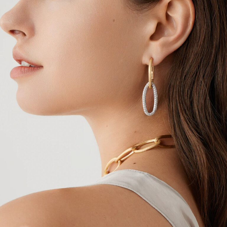 Marco Bicego Jaipur oorhangers geel/wit goud met diamant - OB1809-C-B - #2 Marco Bicego Jaipur oorhangers geel/wit goud met diamant - OB1809-C-B - #2