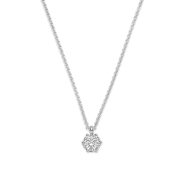 witgoud collier met hanger solitair met diamant Schaap en Citroen Diamonds - #1 witgoud collier met hanger solitair met diamant Schaap en Citroen Diamonds - #1