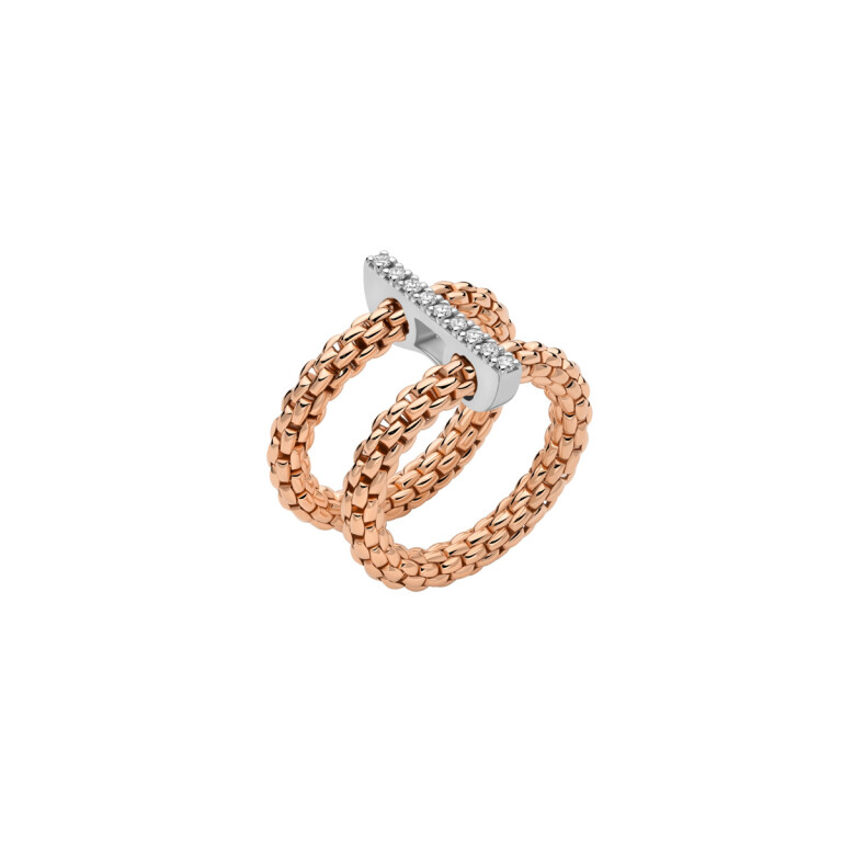Fope Prima Twins flexibele ring rosé/wit goud met diamant - 74008AX_BB_R_XBX_00M - #1 Fope Prima Twins flexibele ring rosé/wit goud met diamant - 74008AX_BB_R_XBX_00M - #1